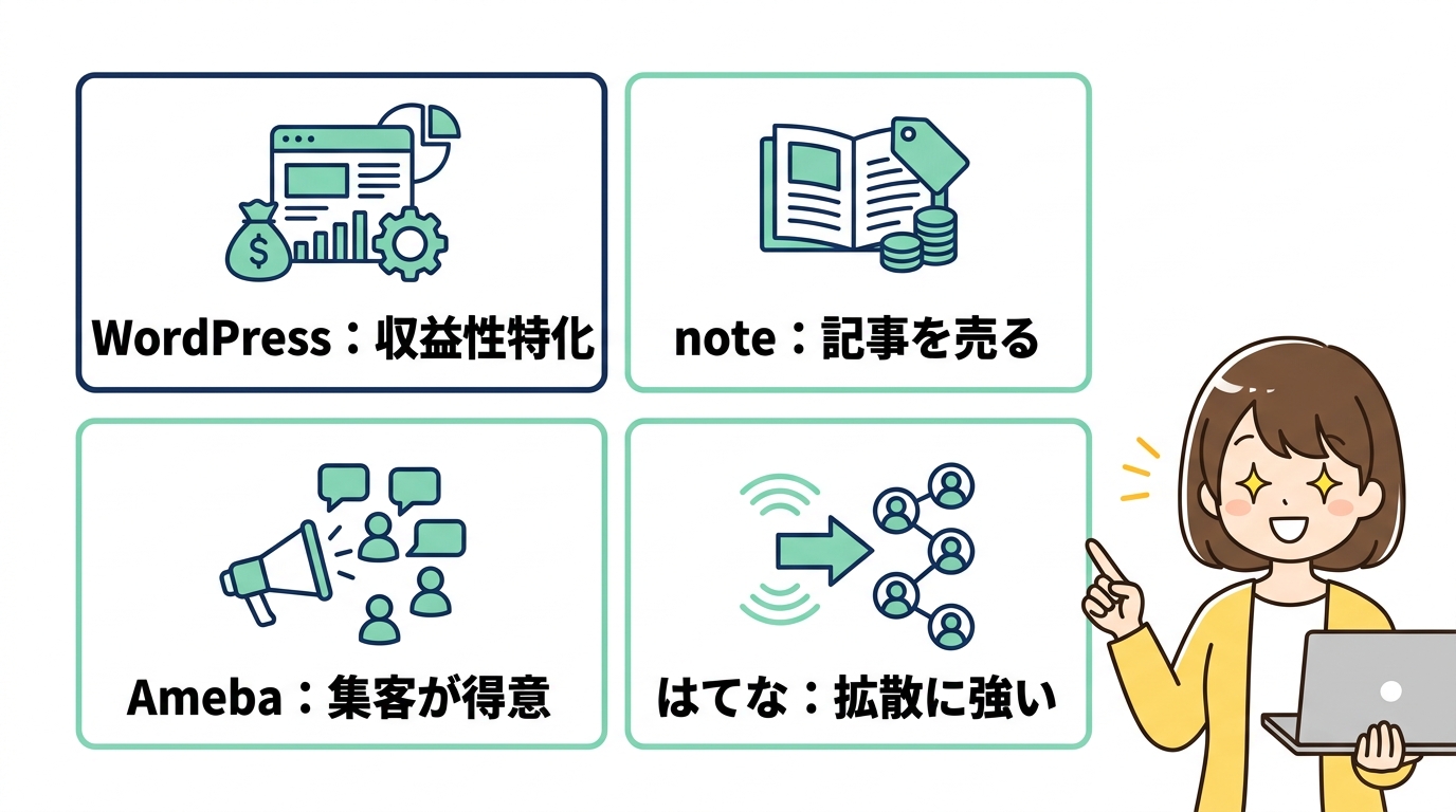 ブログで稼ぐ どこがいい?初心者におすすめの4選