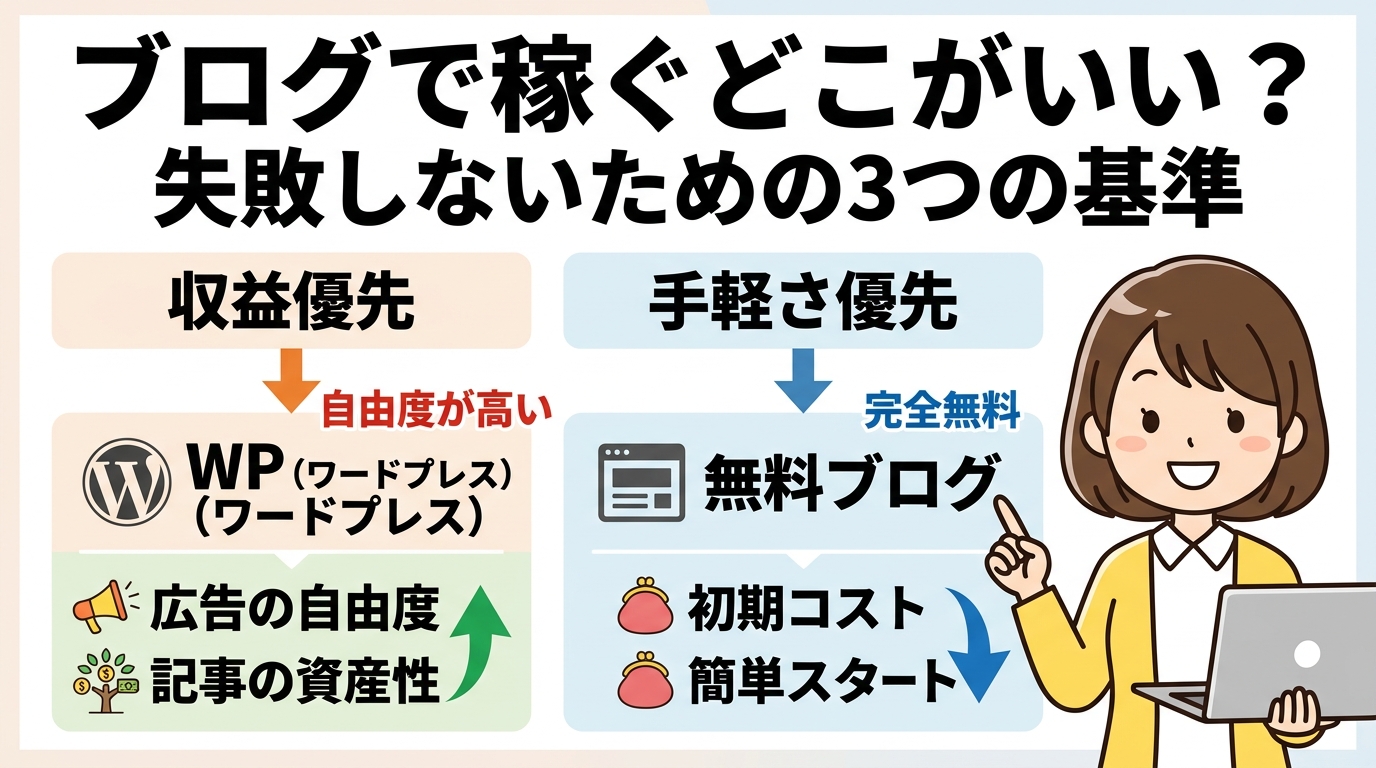 ブログで稼ぐどこがいい?失敗しないための3つの基準